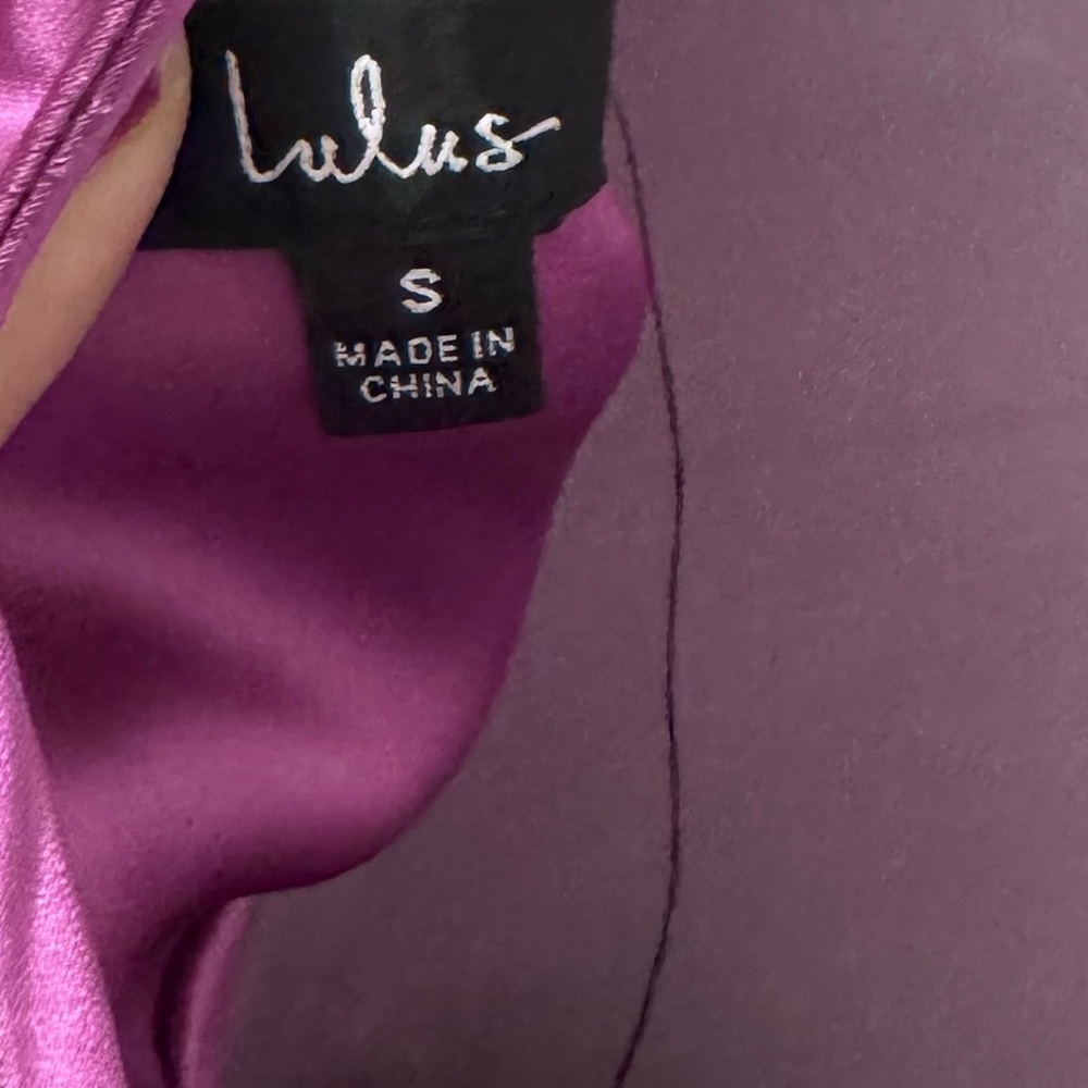 Lulu's Chic Allure Purple Satin Lace-Up Mini Slip Dress Size Small - Picture 5 of 7